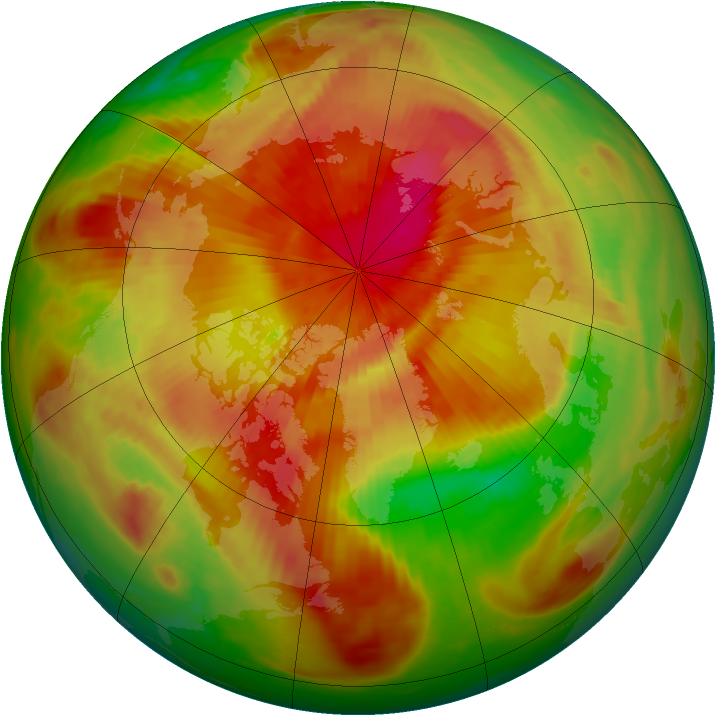 Arctic ozone map for 15 April 1991